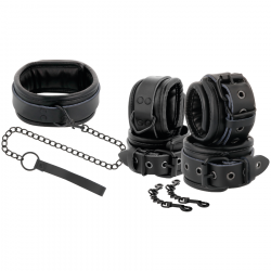 DARKNESS LEATHER AND HANDCUFFS BLACK - Imagen 1